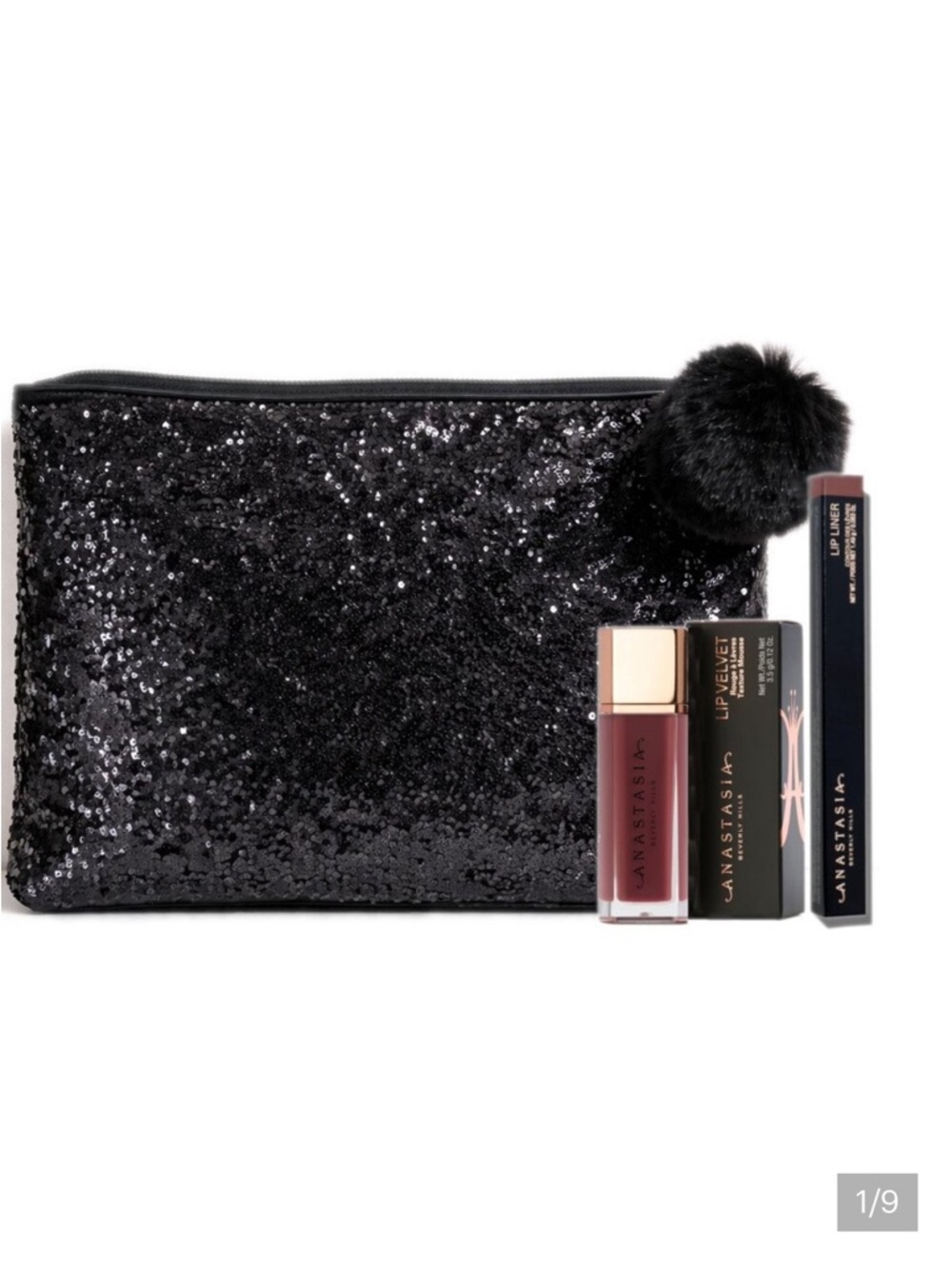 Anastasia Beverly Hills Lip
Velvet + Malt Liner Set w/ Ulta Black Sequin Bag NEW